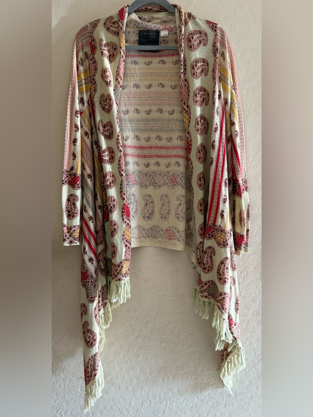 Guinevere, large, cashmere blend open-front cardigan with paisley pattern